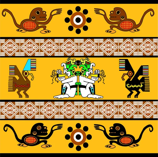 Ethnic Patterns Native Americans Aztec Inca Maya Alaska Indians México — Vector de stock