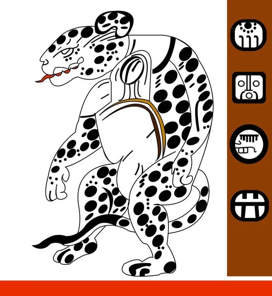 Jaguar Ethnic Patterns Native Americans Aztec Inca Maya Alaska Indians — Vector de stock