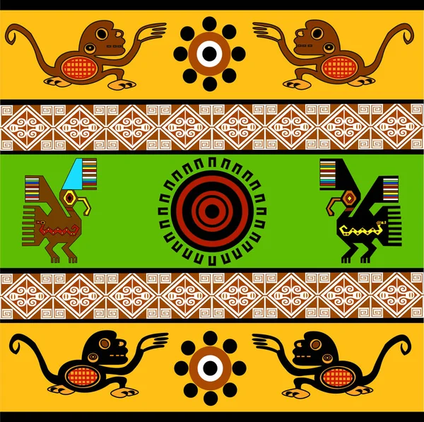 Ethnic Patterns Native Americans Aztec Inca Maya Alaska Indians México — Vector de stock