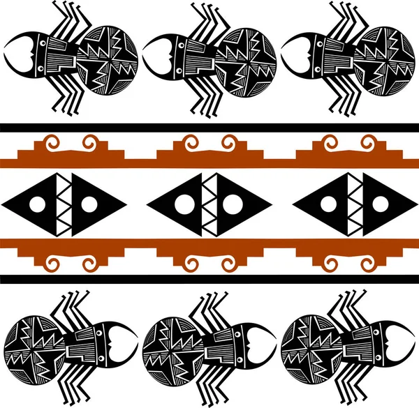 Araña Ethnic Patterns Native Americans Aztec Inca Maya Alaska Indians — Vector de stock