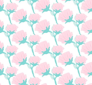 Çiçek seamless modeli. Elle çizilmiş yaratıcı çiçek. Çiçeği ile renkli sanatsal arka plan