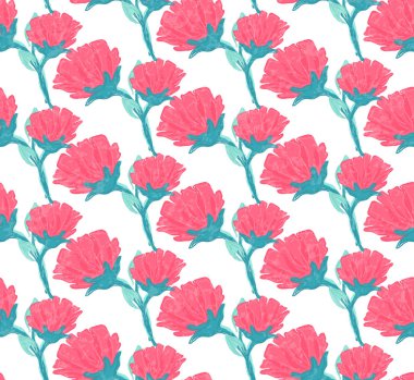 Çiçek seamless modeli. Elle çizilmiş yaratıcı çiçek. Çiçeği ile renkli sanatsal arka plan