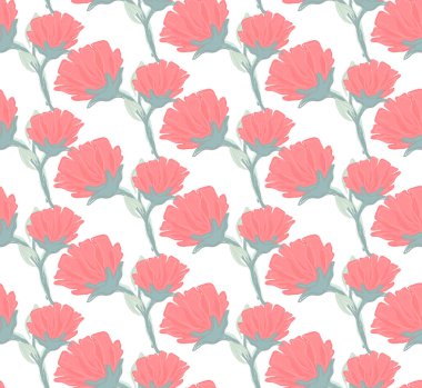 Çiçek seamless modeli. Elle çizilmiş yaratıcı çiçek. Çiçeği ile renkli sanatsal arka plan