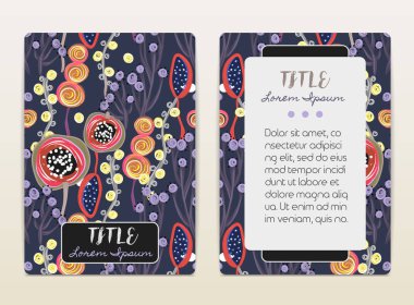 Kapak tasarımı çiçek desenli. El yaratıcı çiçek çekilmiş. Çiçeği ile renkli sanatsal arka plan