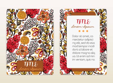 Kapak tasarımı çiçek desenli. El yaratıcı çiçek çekilmiş. Çiçeği ile renkli sanatsal arka plan