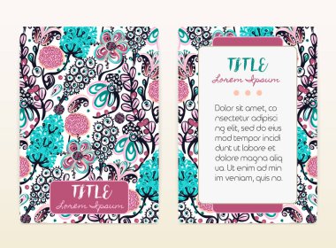 Kapak tasarımı çiçek desenli. El yaratıcı çiçek çekilmiş. Çiçeği ile renkli sanatsal arka plan