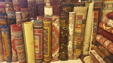 Stack of Carpets in Cappadocia clipart