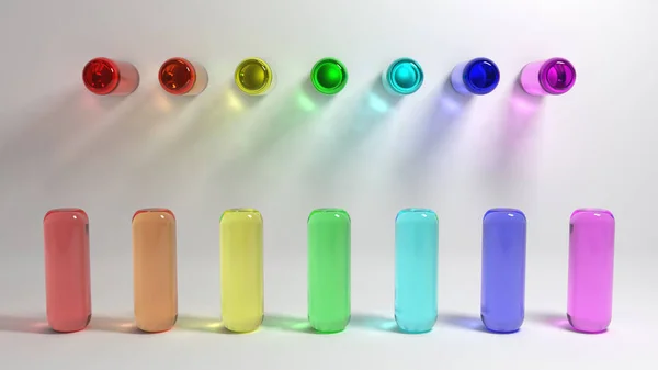 Renkli cam silindir. Gökkuşağı. Optik. 3D.