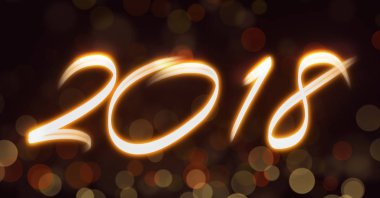 Yıl 2018, freezelight, illüstrasyon. Bokeh.