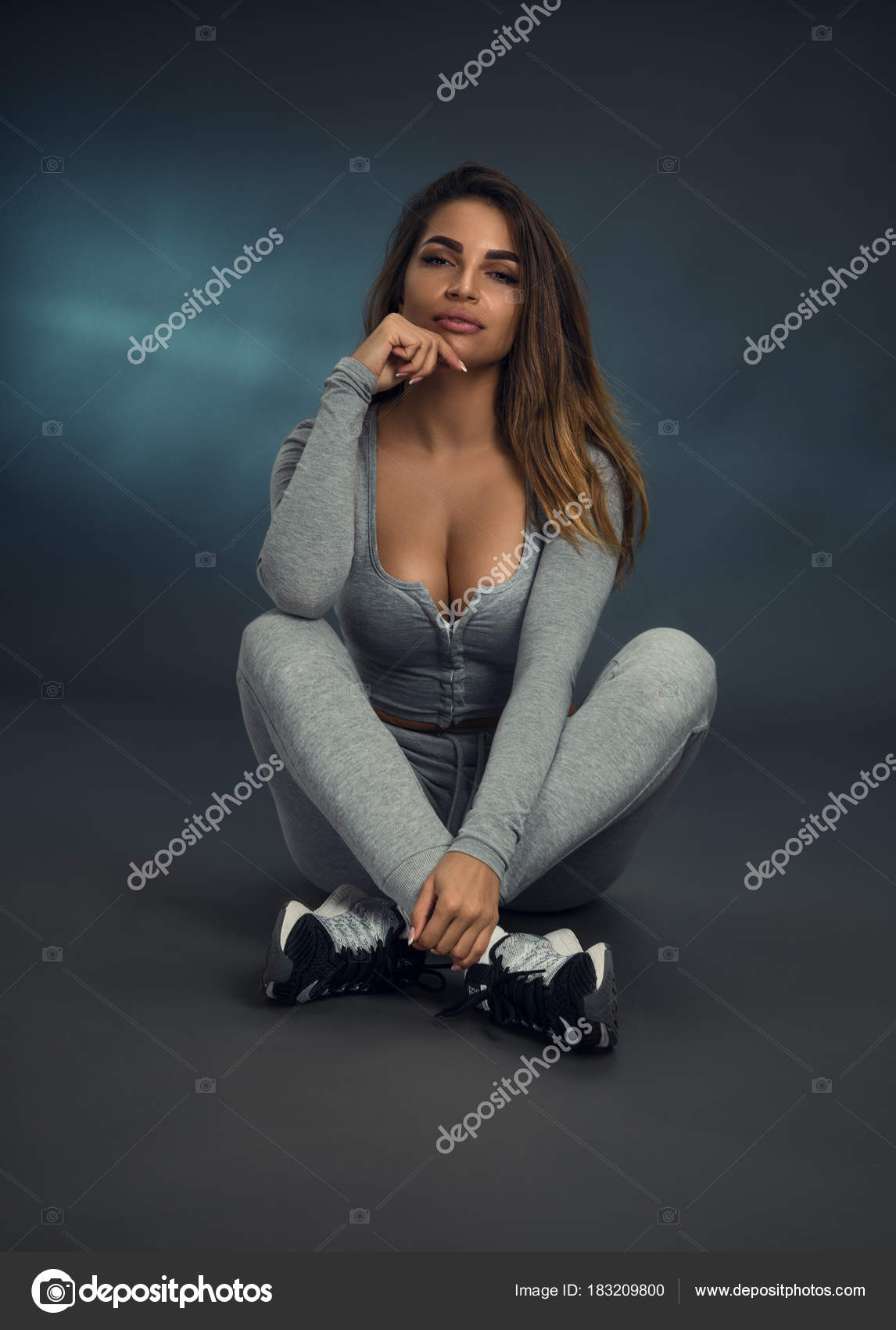 Sports Girl Sports Suit Big Beautiful Breasts Stock Photo Sports Girl Sports Suit Big Beautiful Breasts Stock Photo
