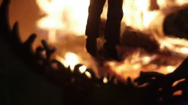 Hanged man on fire — Stockvideo