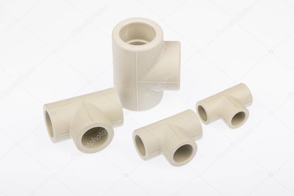 PPR Pipe Fittings isolated on white background