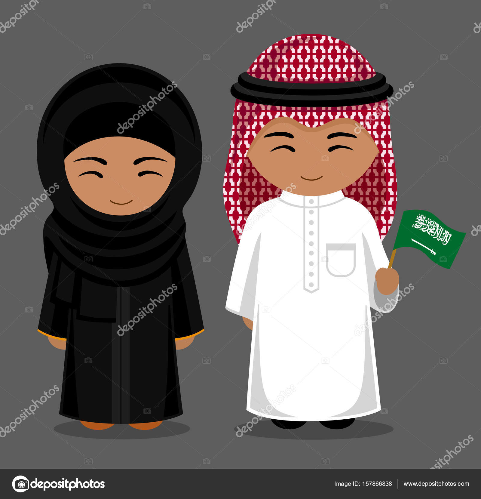 People of Saudi Arabia in national dress with flag. Stock Vector Image by ©arizona--dream #157866838 People of Saudi Arabia in national dress with flag. Stock Vector Image by ©arizona--dream #157866838