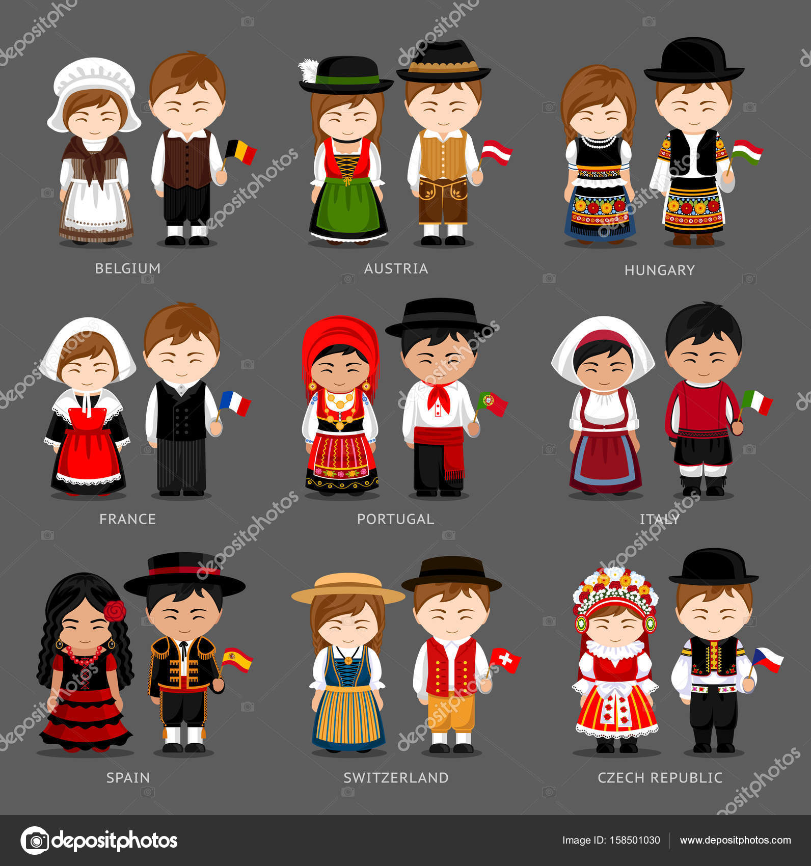 European people in national dress. — Stock Vector © arizona--dream ...