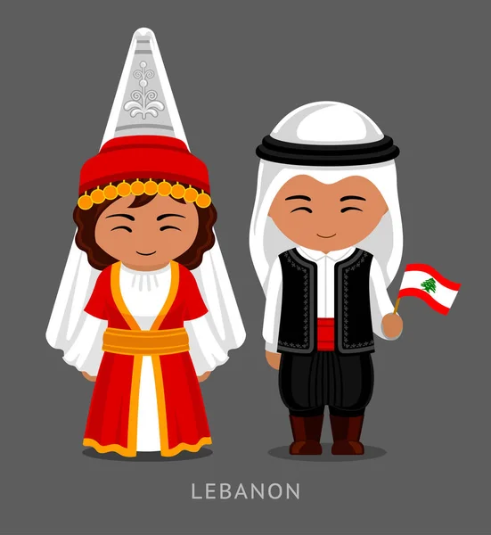 Lebanese in national dress with a flag.