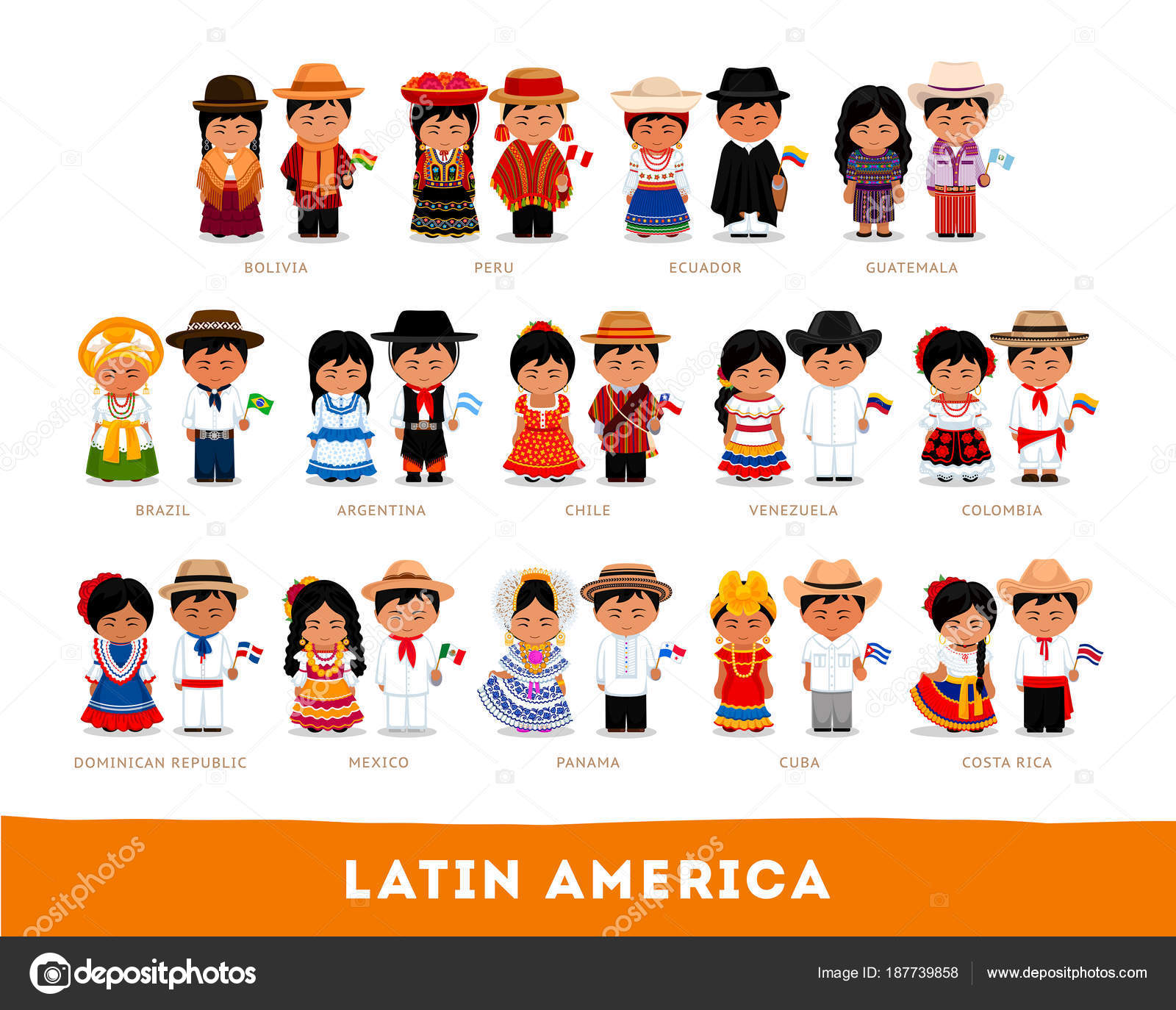 Latin Americans in national clothes. Stock Vector Image by ©arizona