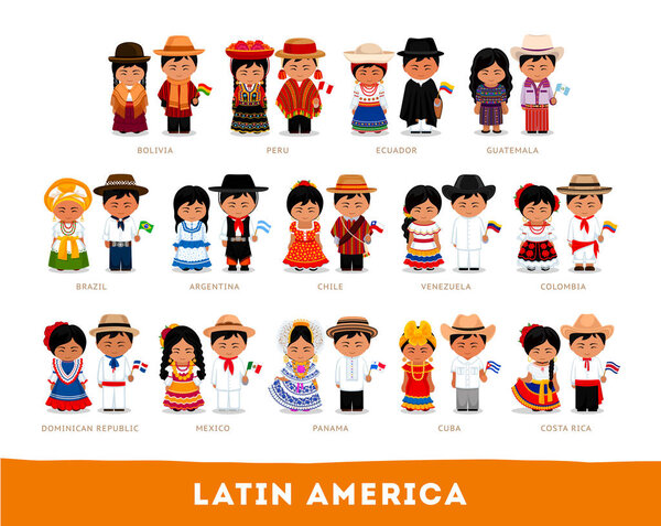 Latin Americans in national clothes.
