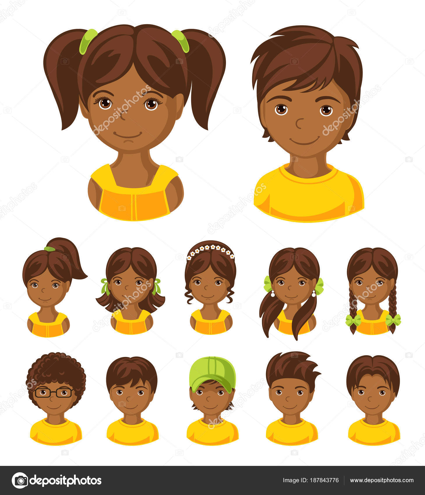 African children face set. Stock Vector Image by ©arizona--dream #187843776