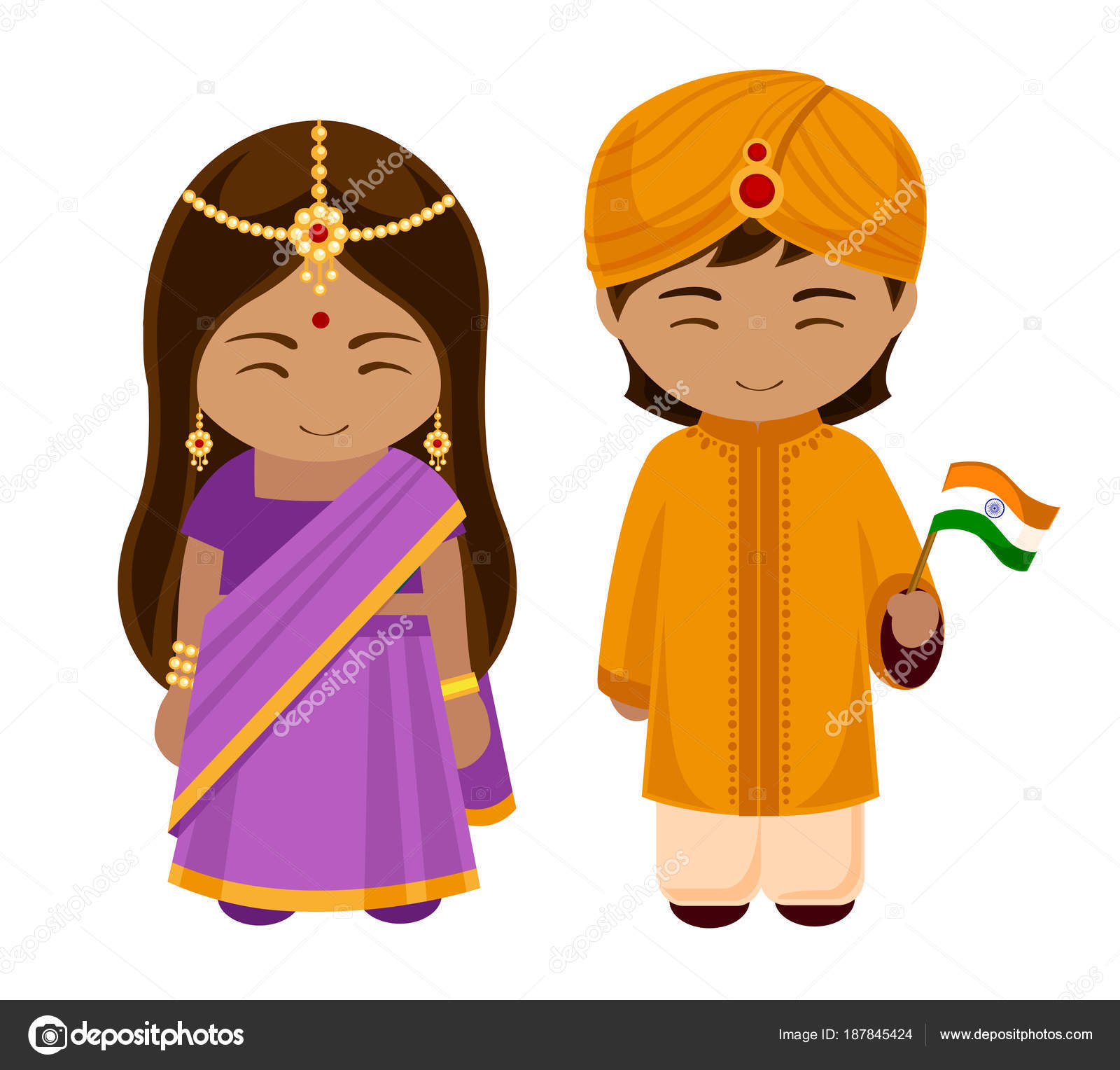 Indians in national dress with a flag. Stock Vector Image by  ©arizona--dream #187845424