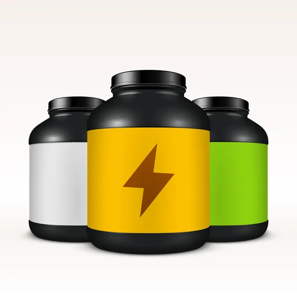 Realistic sport nutrition containers — Stock Vector