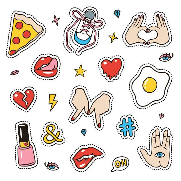 Set of fashion patches — Stock Vector