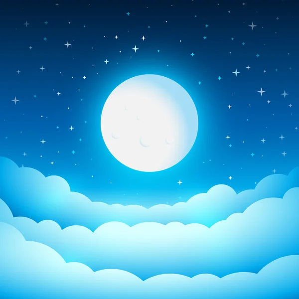Lua cheia no céu noturno. — Vetor de Stock