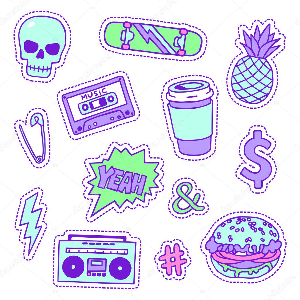 Set of neon trendy color patches