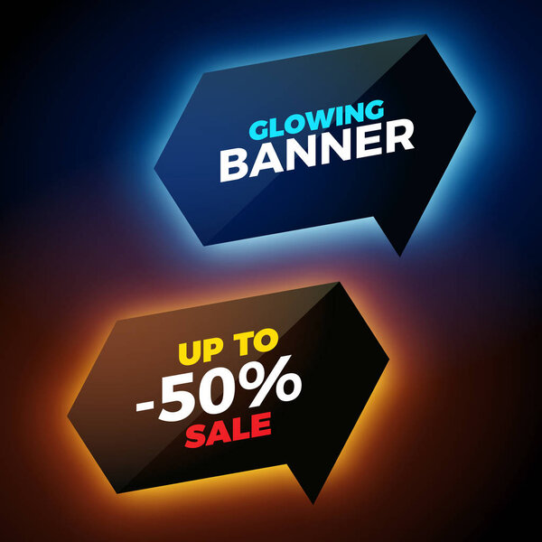 glowing blue and orange banners
