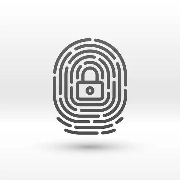 Icon of fingerprint loop with lock inside — Stock Vector