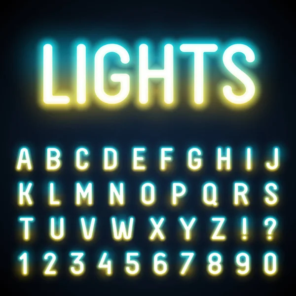 Glowing neon tube font — Stock Vector