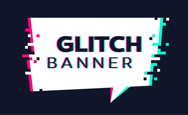 Banner glitch dengan placeholder teks . - Stok Vektor