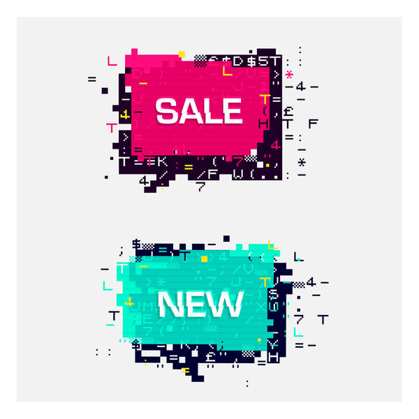 набор баннеров глюка с текстом
.