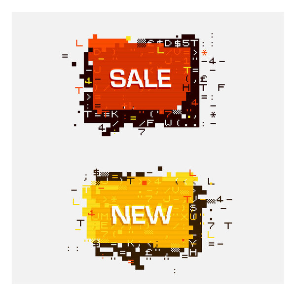 Set of glitch banners 