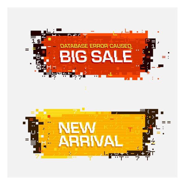 Set of glitch banners 