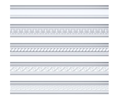 Collection of different classical cornices isolated on white clipart