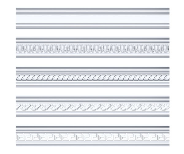 Коллекция различных классических карнизов, выделенных на белом
