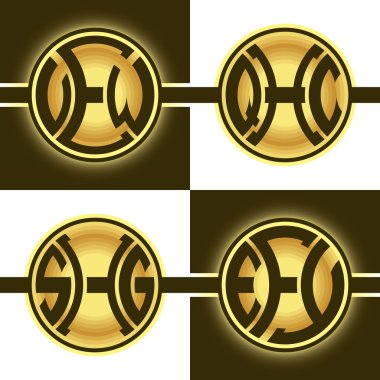 Yaratıcı yuvarlak Logotype 3 ilk harfleri C, E, F, G, H, O, Q, S, V, W, Y