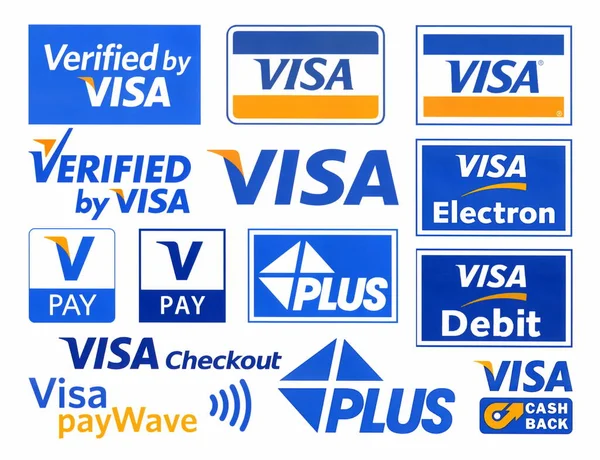 Diferentes logotipos de sistema de pago Visa — Foto de Stock