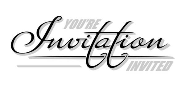 Подчеркните рукописный текст "Приглашение" с тенью. Ручная каллиграфия
