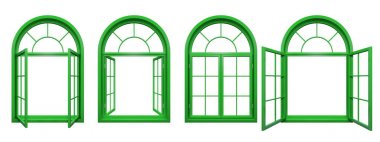 Beyaz izole yeşil kemerli windows topluluğu