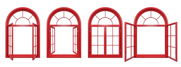 흰색 절연 붉은 아치형 창의 컬렉션 — 스톡 사진