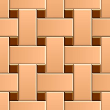 Sepet dokuma seramik fayansların kusursuz deseni. Kahverengi noktalı bej zeminin 3D tekrarlanan deseni