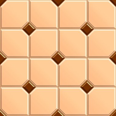 Kare bej zemin ve eşkenar dörtgen kahverengi fayansların kusursuz dokusu. Seramik karoların 3d yinelenen deseni
