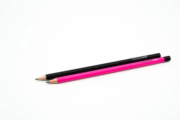 Pink and black wooden pencil isolated on white background — Stock Photo, Image