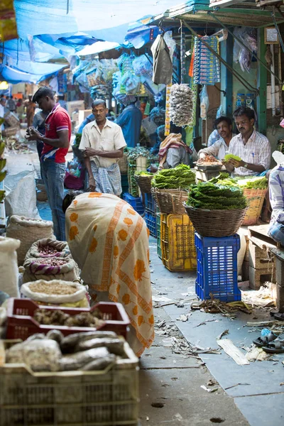 Editorial illustrative image. Market place at Pondichery — Stock Photo, Image