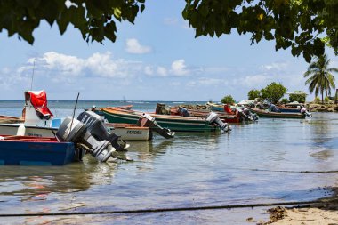 Açıklayıcı içerik görüntü. Tekne ile Karayip renkli ev