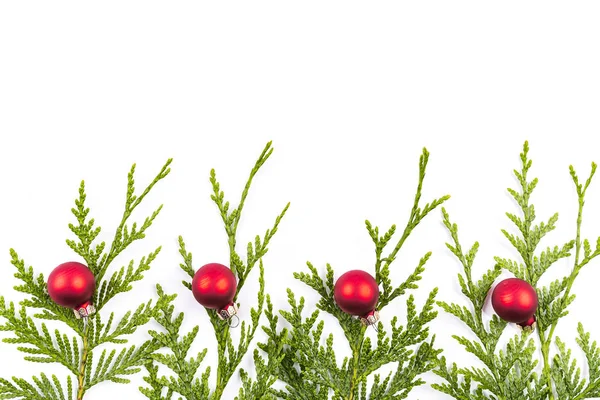 Christmas tree branch and red ball — Stock Photo, Image