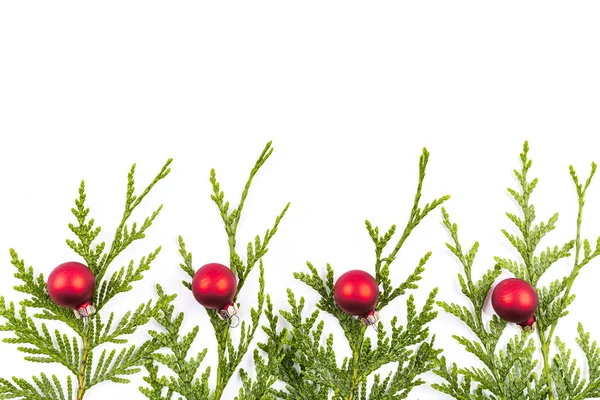 Noel ağacı dalı ve kırmızı top