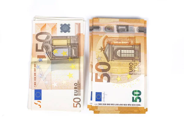 Piller av Bill papper 50 eurosedlar, 2 olika sedlar 50 euro — Stockfoto
