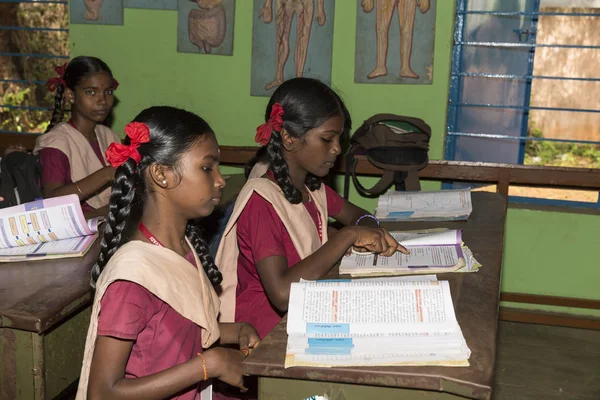 Belgesel yayın görüntü. Hükümet kamu okulda sınıfta belirlenemeyen okul çocukları çalışma.